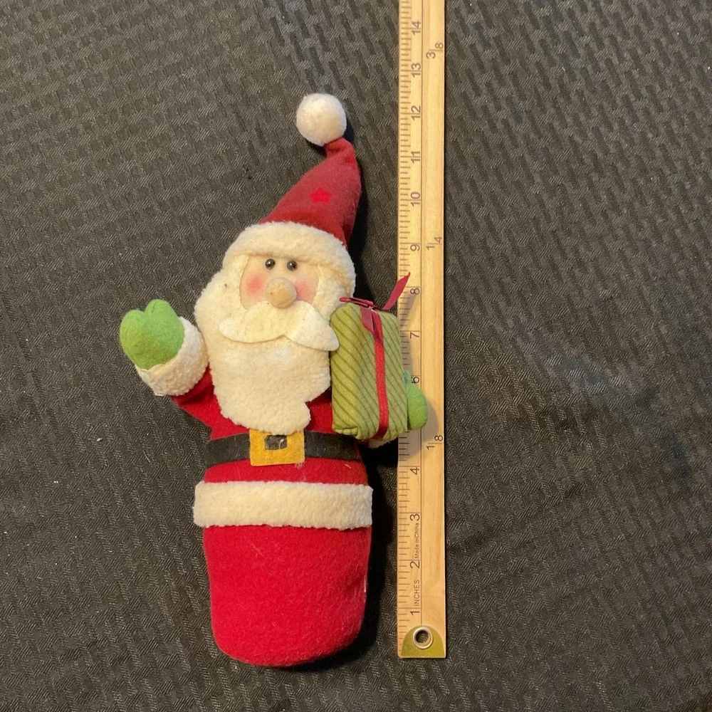 Santa Claus Plush‎ Figure Tabletop Christmas Decor Shelf Sitter Holding Present